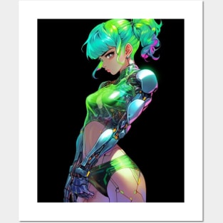 Cyber mecha anime girl Posters and Art